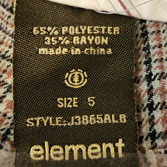 Element Plaid Cropped Pants Size 5–Preppy Skater Girl Capris, Greyish/Tan Check - Picture 8 of 10